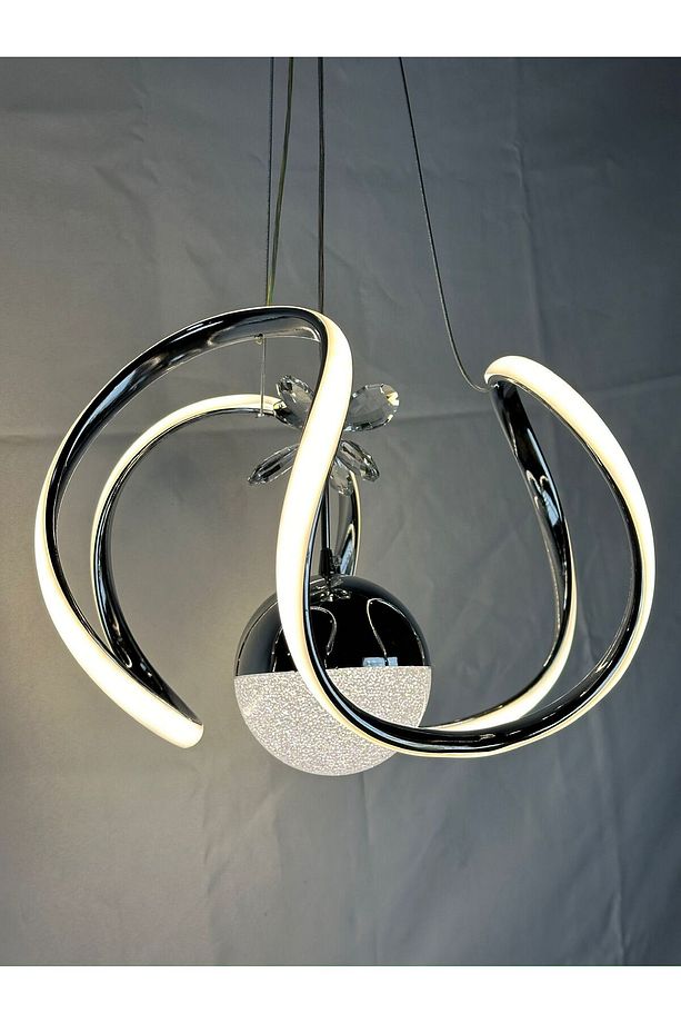 Modern Tekli Sarkıt Power Led Avize Gümüş Krom 3 Renk (BEYAZ,SARI,G.IŞIĞI). Ledli Avize. - 6