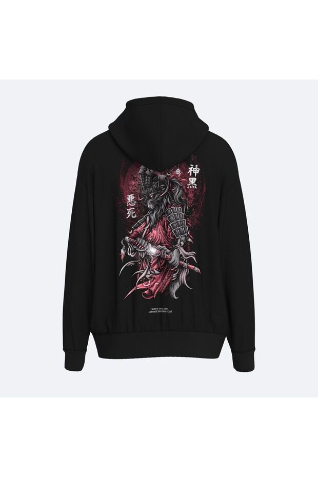 Oversize Shout Japanese Goat Samurai Unisex Hoodie