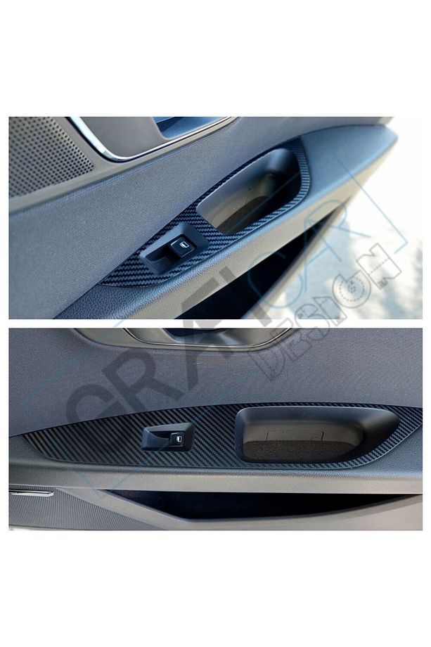Seat Leon Mk3-3.5-2013-2020 Iç Trim Kaplama Sticker Seti- 4 Kapı Iç Tutma Kısımları-mat Karbon Siyah - 5