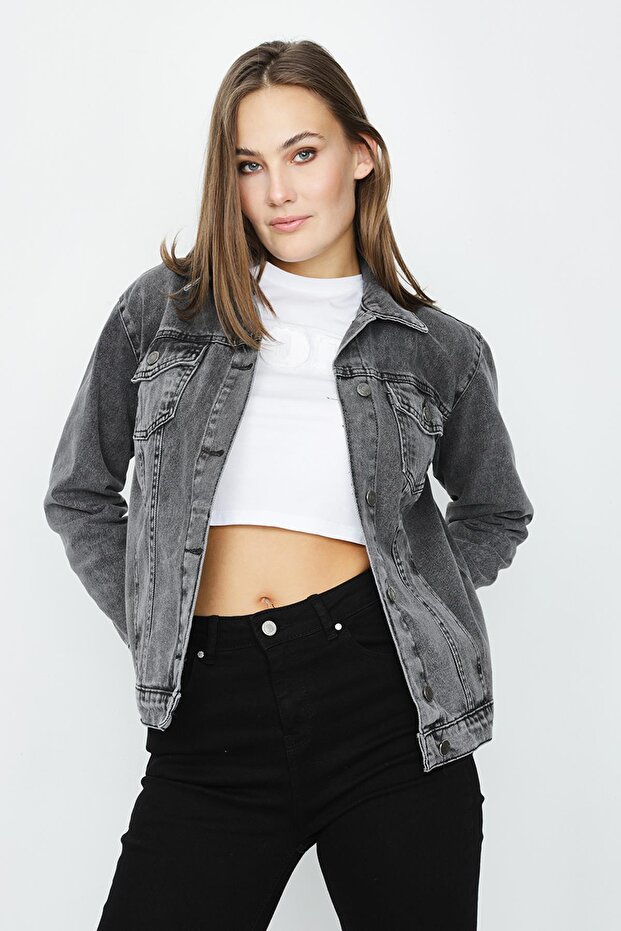 Kadın Oversize Denim Ceket - 3