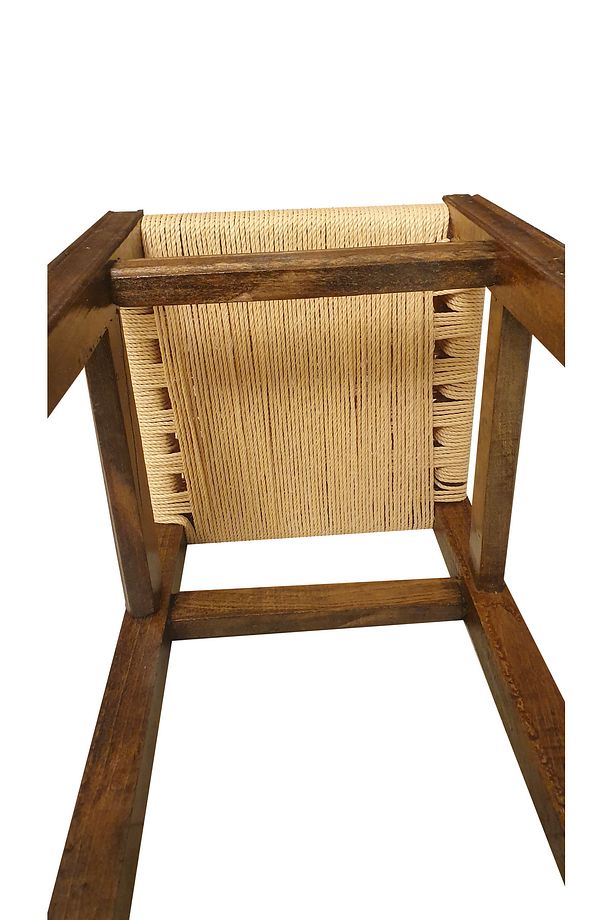 AHŞAPDELUXE HASIR ÖRGÜLÜ AHŞAP TABURE 41 CM 2'Lİ SET - 3