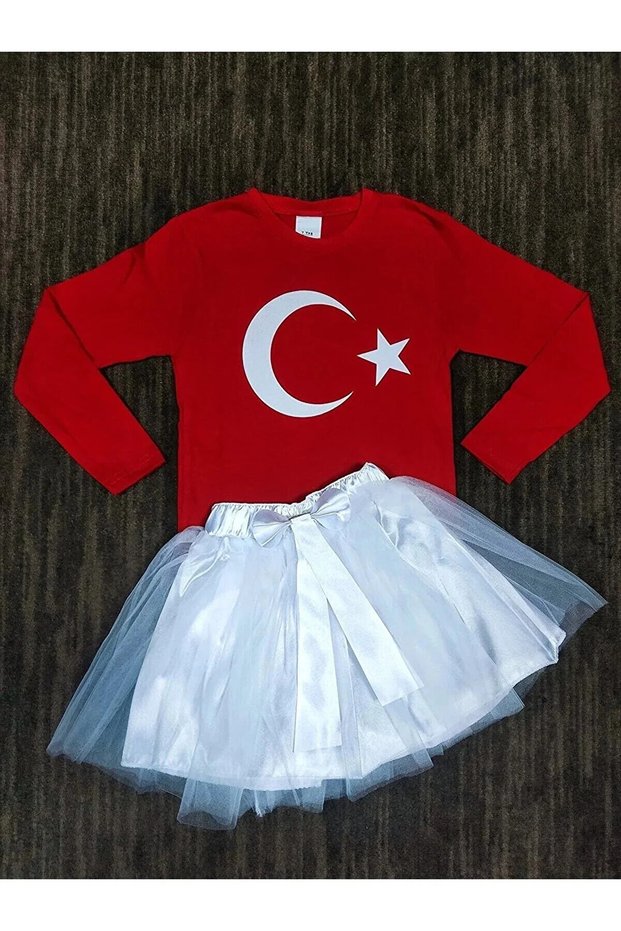 23 April Girl's Moon and Star T-shirt Tutu Skirt Show Outfit