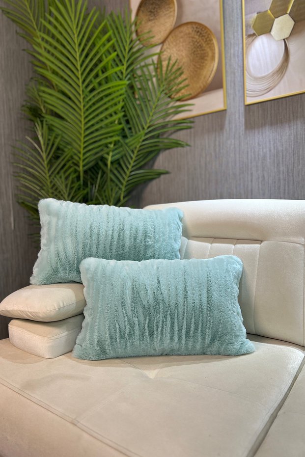 Plush Rabbit Throw Pillow Cover Imported Premium Fabric Rectangular - Mint Green