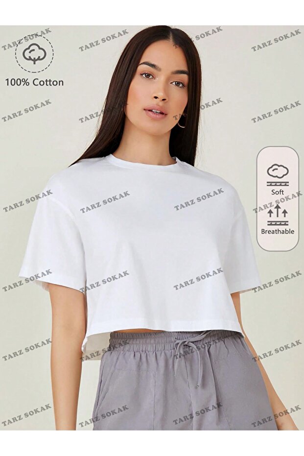 Cultură COD- 232913   Bumbac Drop Umăr Solid Scurt - 1