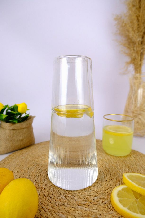 Cam Kapaklı Başucu Su ve Meşrubat Sürahisi Karaf Şişe 800 Ml – 04146 C1-1-154 - 3