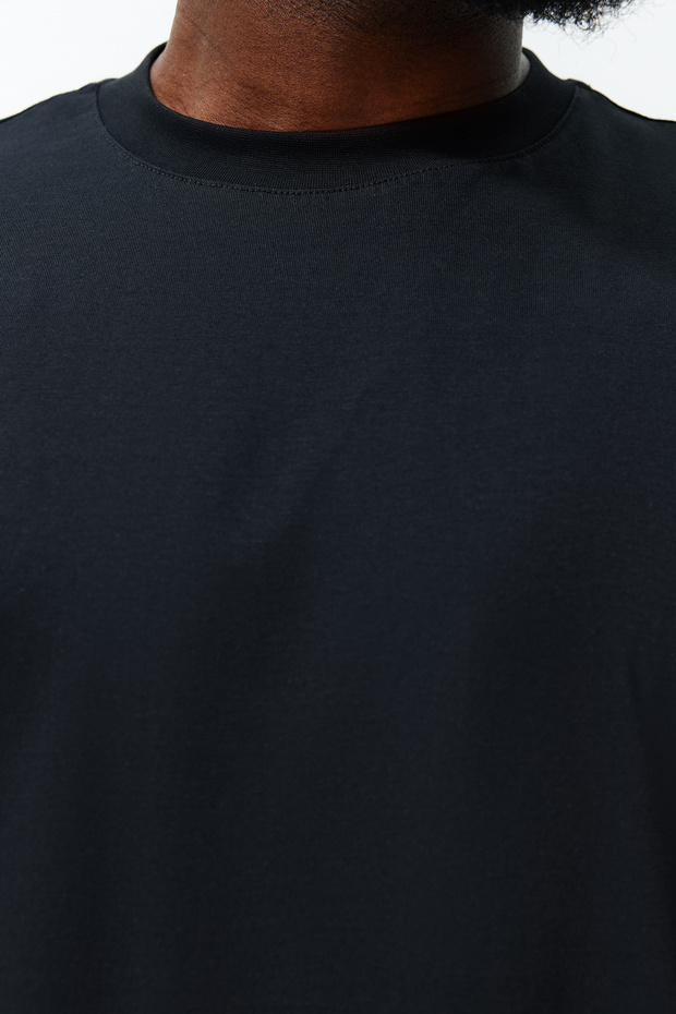 Siyah Büyük Beden Oversize/Geniş Kesim Rahat Çiçek Baskılı %100 Pamuklu T-Shirt TMNSS23TS00136 - 9