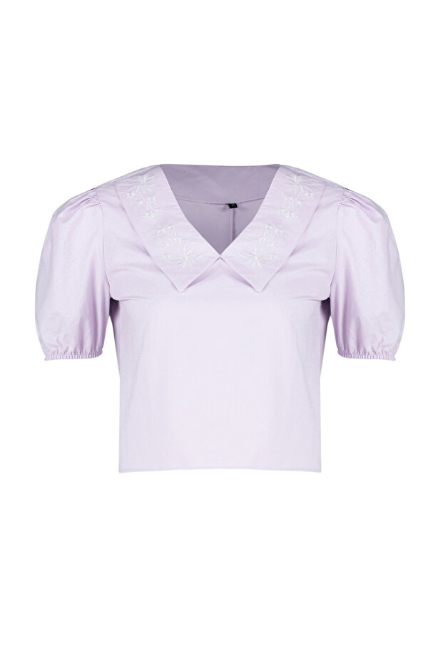 Lila Yaka Detaylı Dokuma Bluz TWOSS24BZ00335 - 7