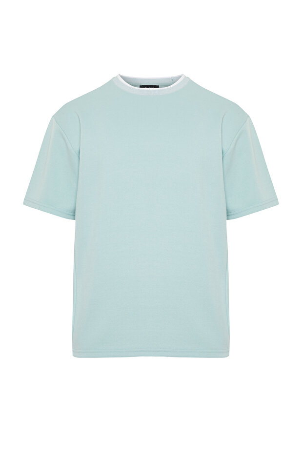 Mint Basic Oversize/Geniş Kesim Triko Bantlı Dokulu Pike T-Shirt TMNSS23TS00079 - 7