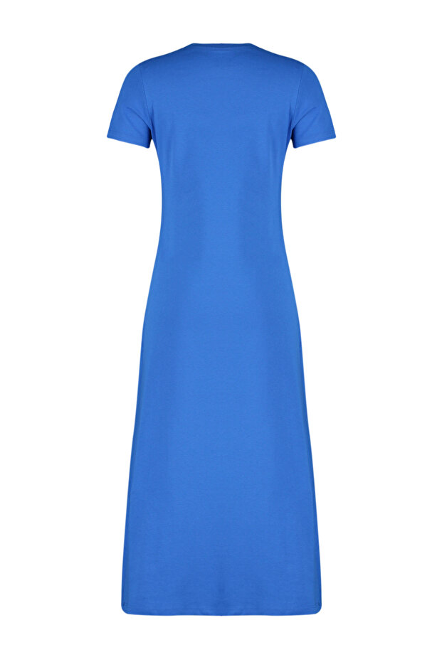 Saks Cepli Bisiklet Yaka A-Line Örme Midi Elbise TWOSS24EL00169 - 8