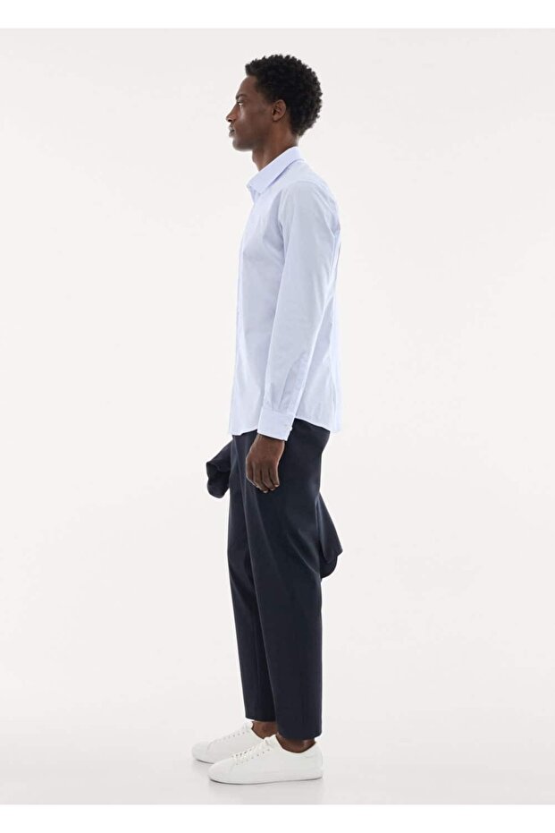 Slim fit streç pamuklu gömlek - 6