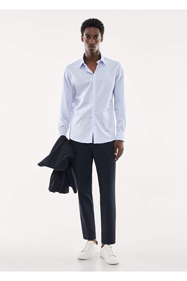 Slim fit streç pamuklu gömlek - 2