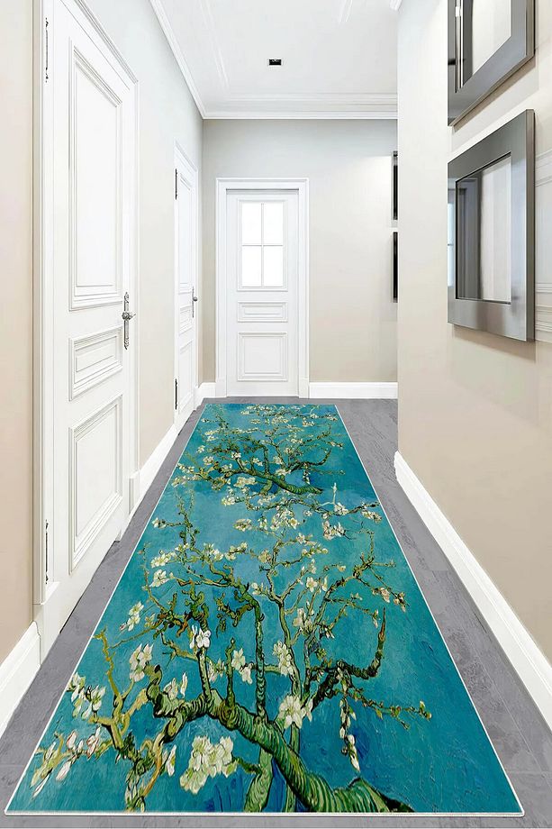 Van Gogh Badem Çiçekleri Tablo Dijital Baskı Yıkanabilir Modern Salon Halı ve Yolluk - 5