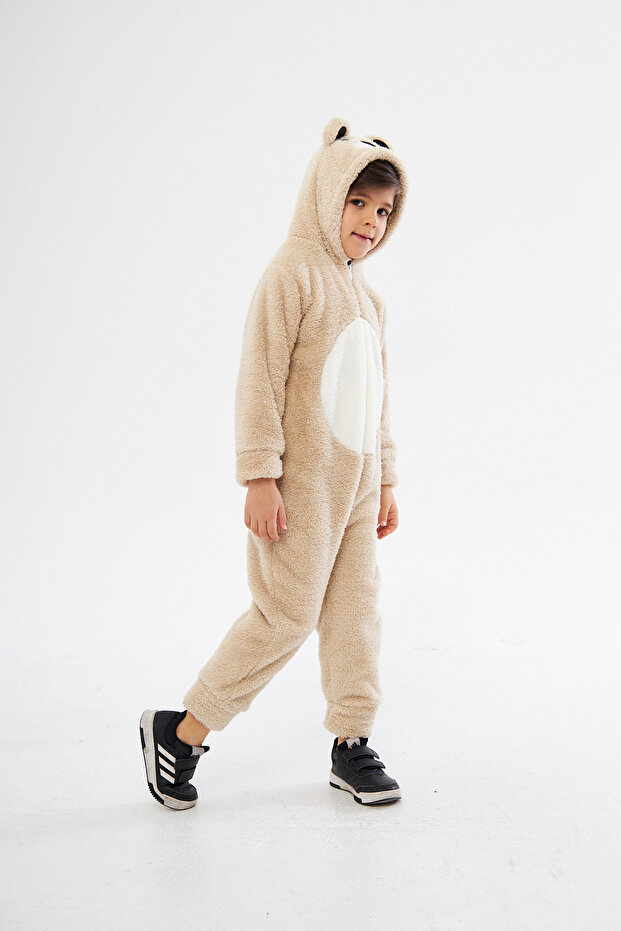 Animal Figured Teddy Bear Welsoft Plush Kids Jumpsuit