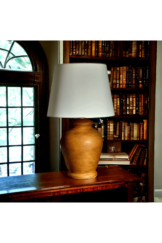 Vintage Seramik Abajur Rustik Kaşmır - Ekru - 4