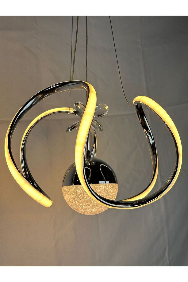 Modern Tekli Sarkıt Power Led Avize Gümüş Krom 3 Renk (BEYAZ,SARI,G.IŞIĞI). Ledli Avize. - 5