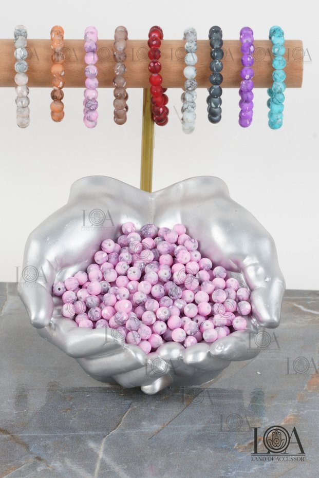 8 mm Glass Beads - Jewelry Beads - Rosary Beads - Bracelet Accessory - 50 Pieces of First Quality Patterned Glass