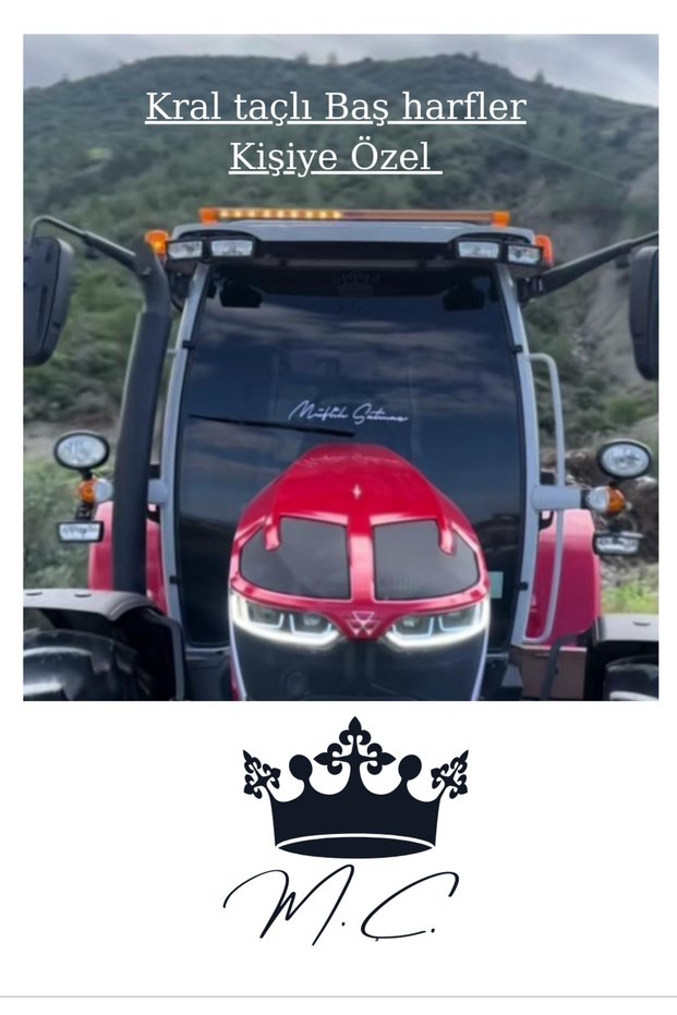 Crowned Name Initials 25X25 Custom Lettering Tractor Erkunt Sticker Case Tümosan Massey