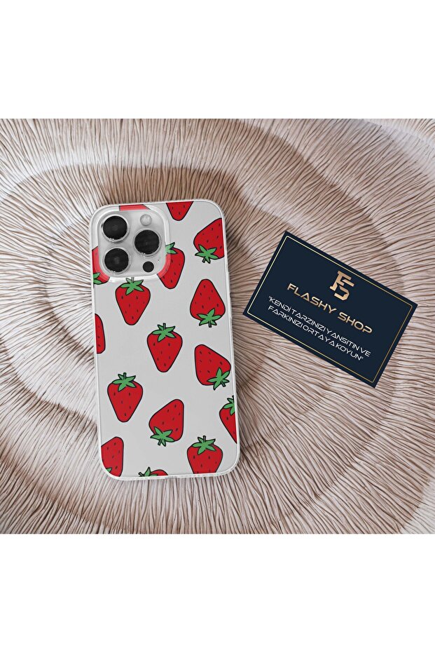 Tecno Spark 10 Pro Compatible Strawberry Patterned Transparent Case - 1