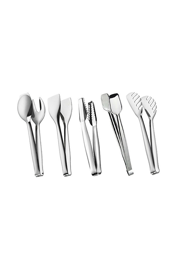 5 Parça Çelik Maşa Seti - Gri - 1