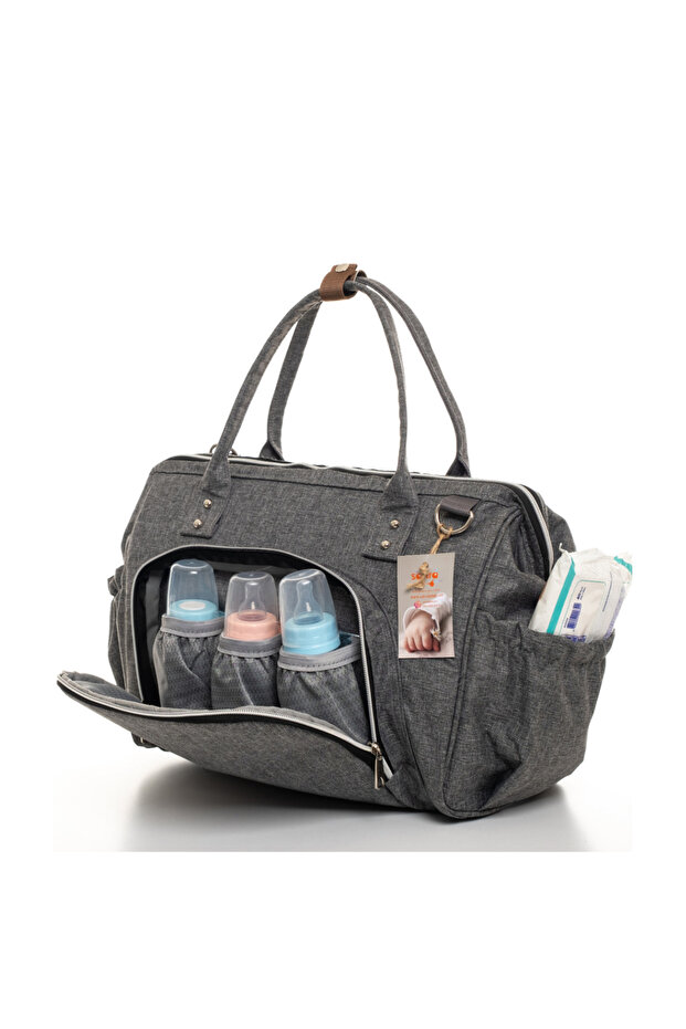 Elegance Stain Resistant Waterproof Thermal Compartment Mother Baby Care Shoulder and Hand Bag with Strap