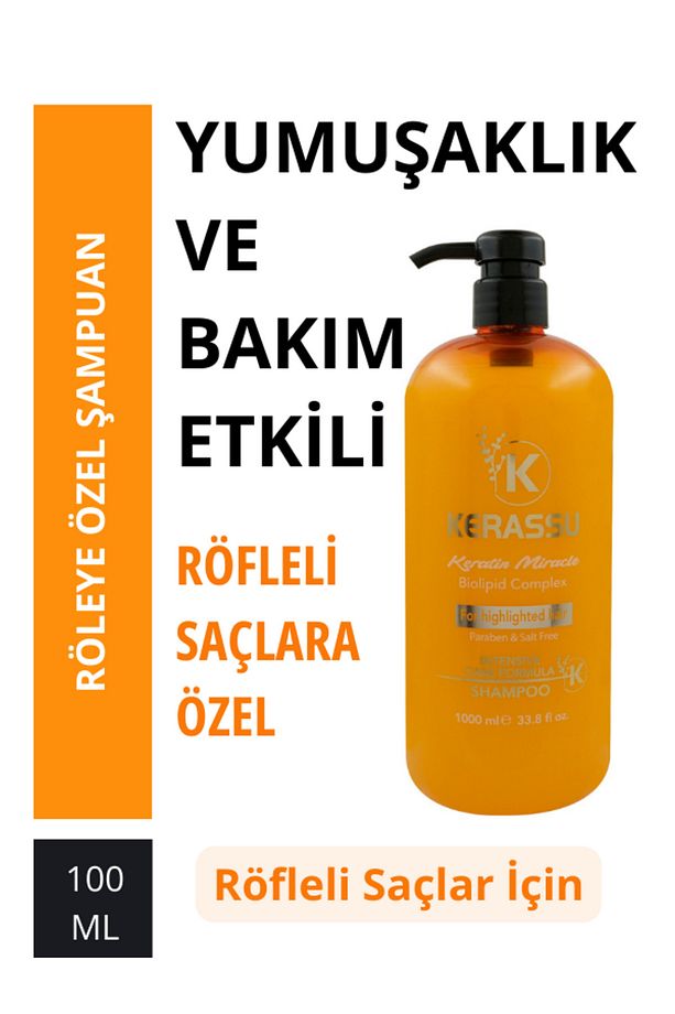 Röfleli Saçlar Için Keratin Şampuan 1000 ml Şampuan Tuzssuz Ve Parabensiz - 1
