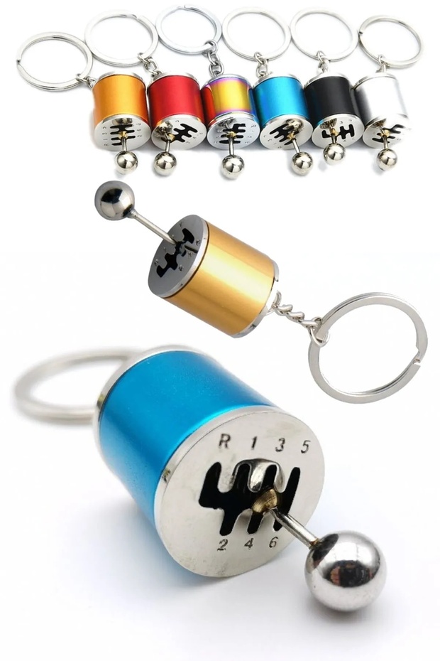 6-Speed Gearbox Shaped Auto Keychain Moving Mini Gear Shift Keyring