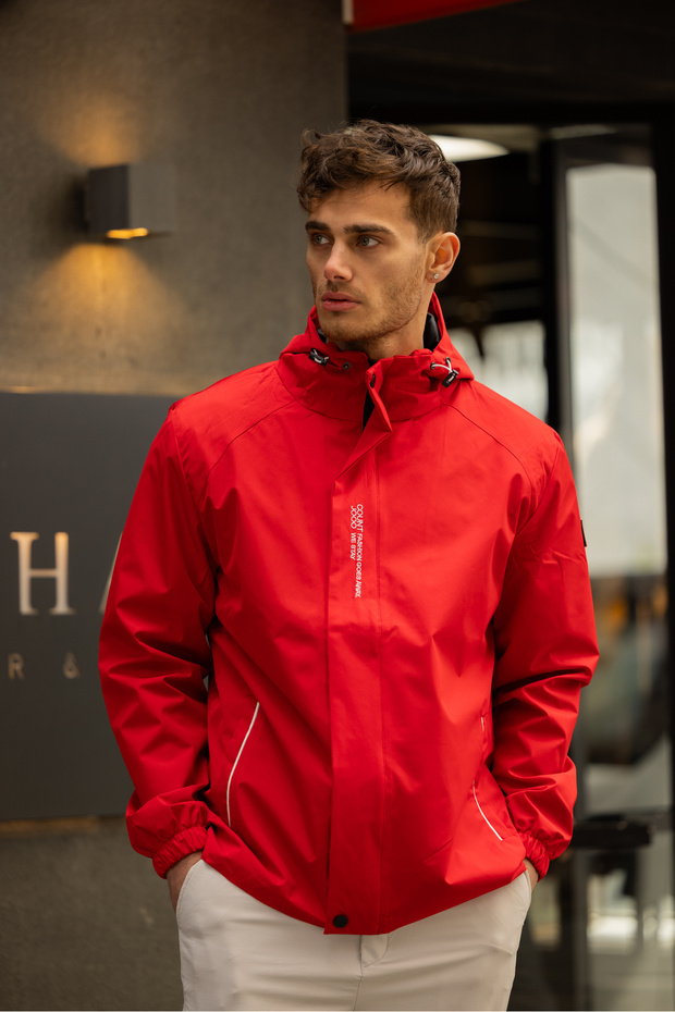 Men's Lined Water Resistant Hooded Raincoat
