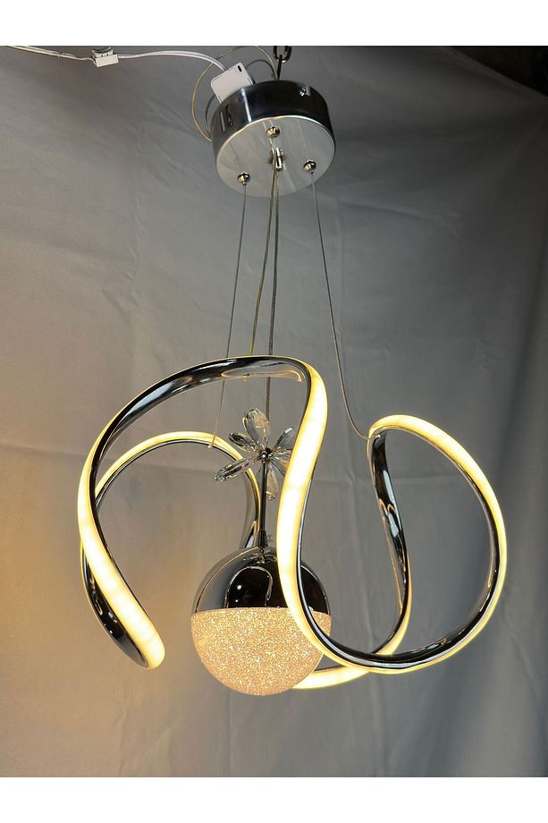 Modern Tekli Sarkıt Power Led Avize Gümüş Krom 3 Renk (BEYAZ,SARI,G.IŞIĞI). Ledli Avize. - 7