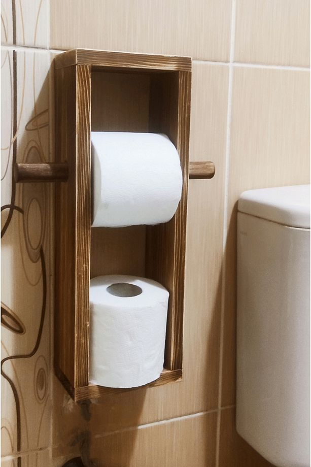 Woden City Yapışkanlı Ahşap Tuvalet Kağıtlığı Wc Kağıt Tutucu Yapışkanlı Banyo Wc Kağıtlık - 1