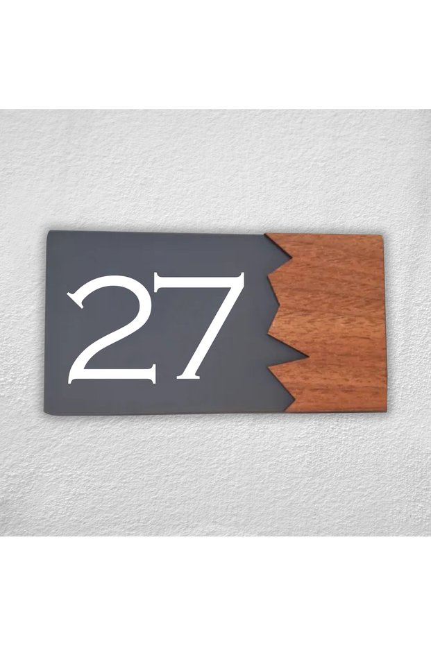 Woodenseri Horizontal Plexi Wooden Detailed Uv Printed Apartment Apartment Hotel Office Door Number Door No:27