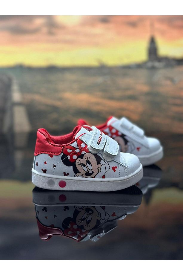 Ortopedik Rahat Hafif Yumuşak Kız Çocuk Minie Mickey Mouse İlkadım Işıklı Spor Ayakkabı - 2
