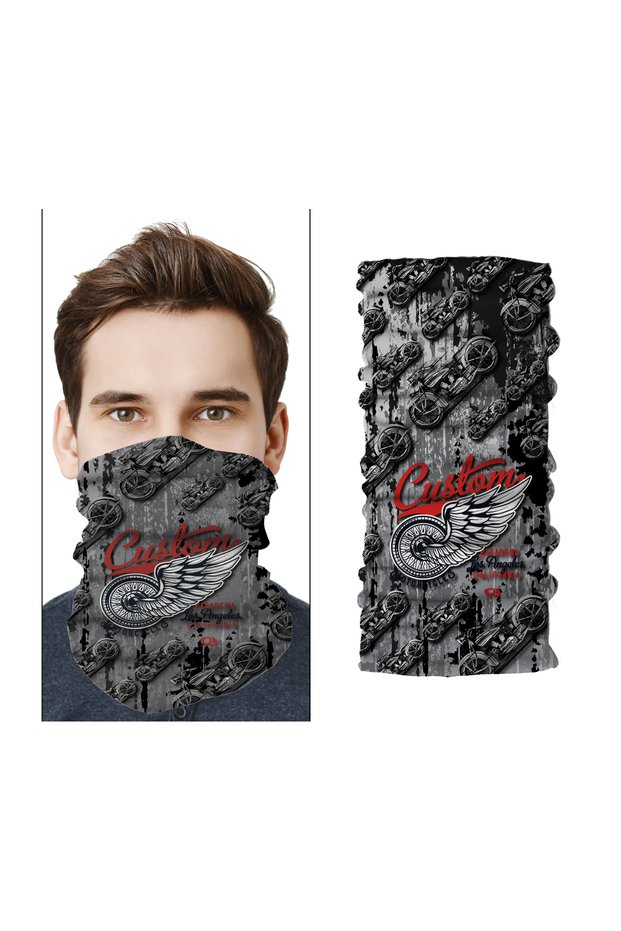 Motor Bike Pattern Motor Bicycle Face Mask Outdoor Buff Neck Collar Bandana Balaklava
