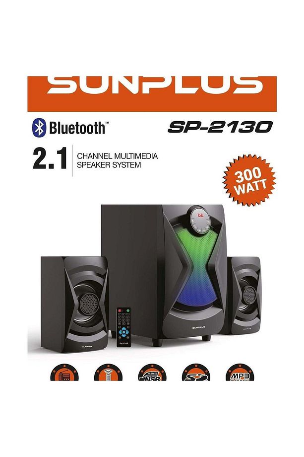 SUNPLUS SP-2130 2+1 USB/MP3/SD/FM BLUETOOTH 300W MULTIMEDIA - 1