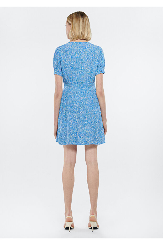 Baskılı Mavi Elbise 1310322-84681 - 3