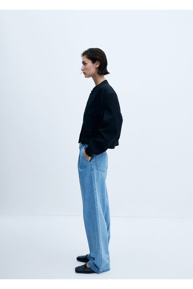 Düz kopçalı kot pantolon - 6