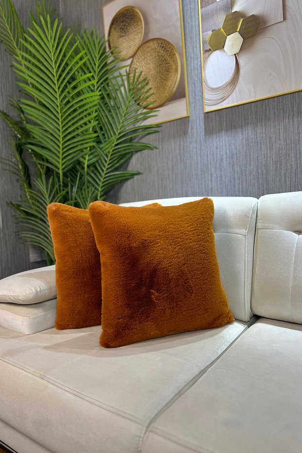 Plush Rabbit Cushion Cover, Imported Premium Fabric - Mustard