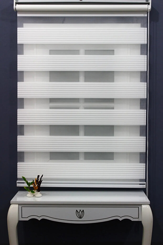 Beyaz Geniş Pliseli zebra perde - 1