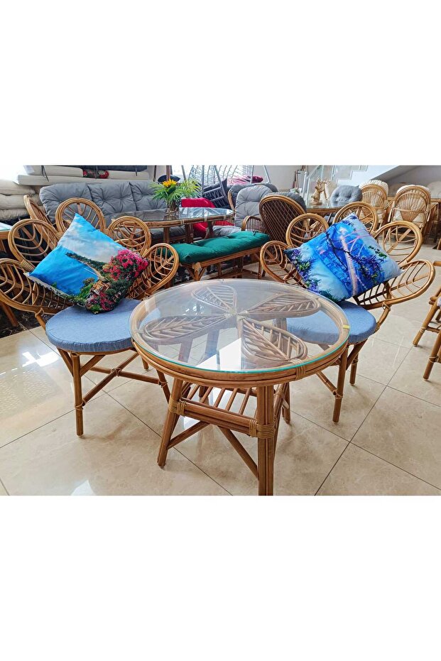 Zebra Bambu Papatya 2 Kişilik Masa Sandalye Takımı - 1