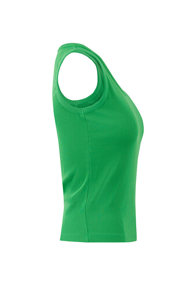 Sıfır Kollu Basıc Yeşil Bluz - 2