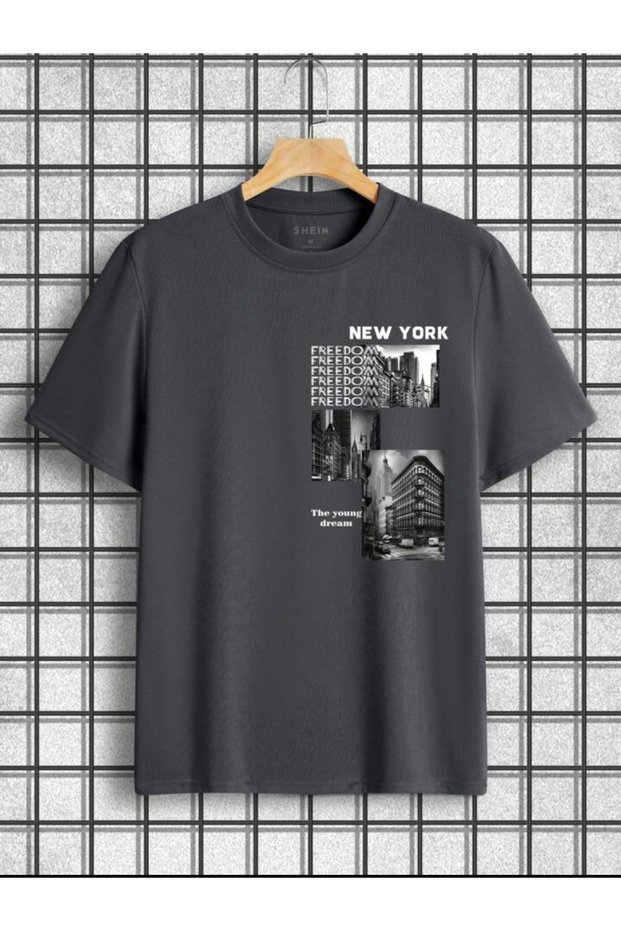Crew Neck Unisex Cotton New York Printed Black Youth Oversize T-Shirt and Kids T-Shirt