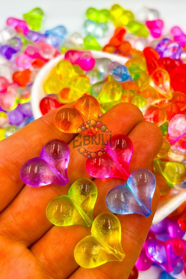 Colorful Heart Mixed Transparent Beads Jewelry Making Bead (25 Pieces)