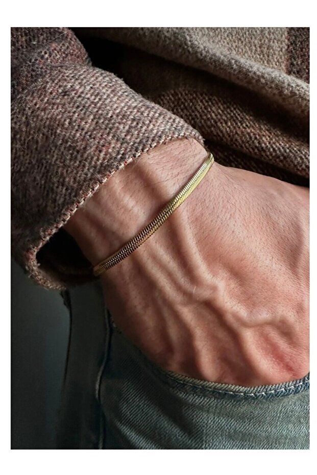 men's italian chain steel bracelet gold
