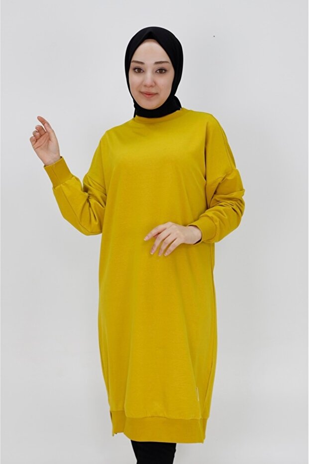 2 İp Kumaş Uzun Boy Basic Sweatshirt - 1