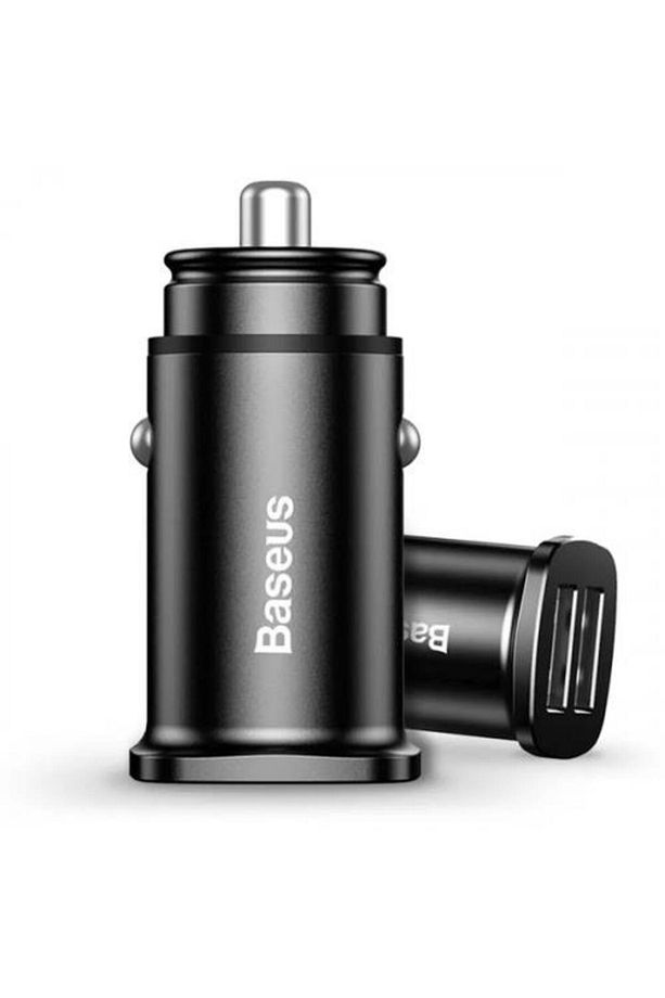 Square Metal Serisi 30w Çift Usb Girişli Qc3.0 Hızlı Şarj Destekli Araç Şarj Cihazı - Siyah - 1