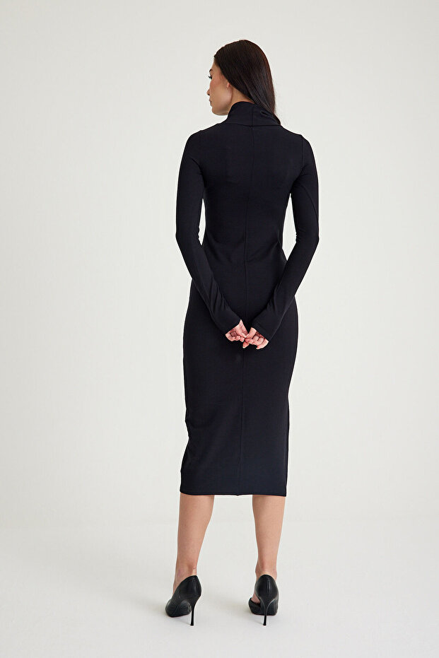 Mh Streç Midi Boy Elbise - 4