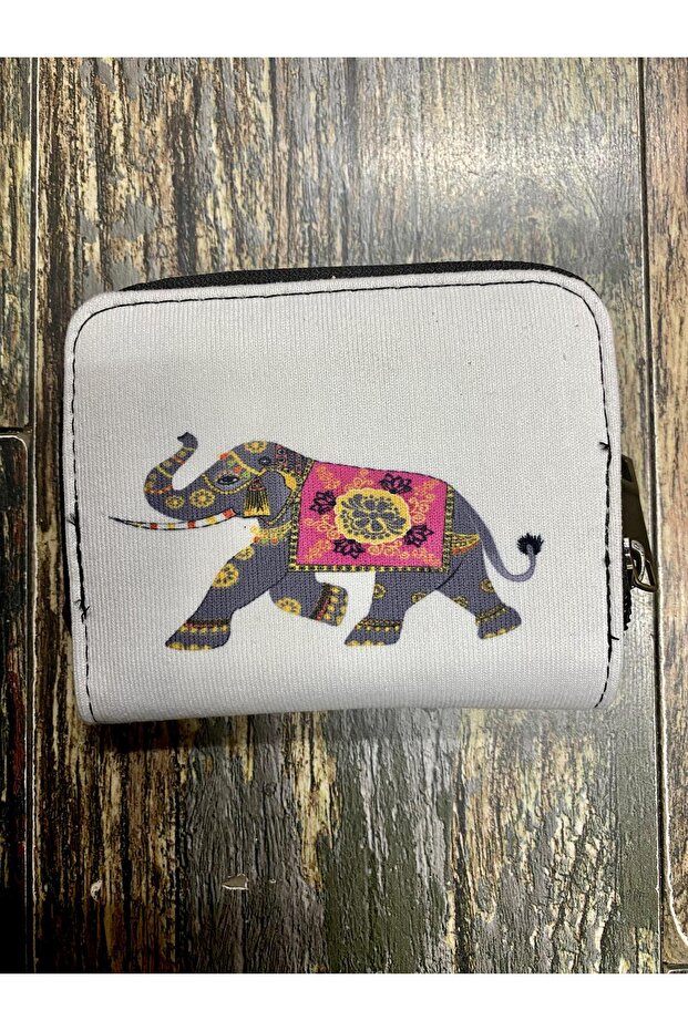 Elephant Patterned Ethnic Authentic Patterned Compartmented Useful Wallet - 1