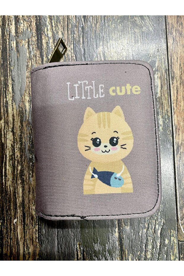 محفظة مفيدة منقوشة على شكل قطة مع حجرة - 1