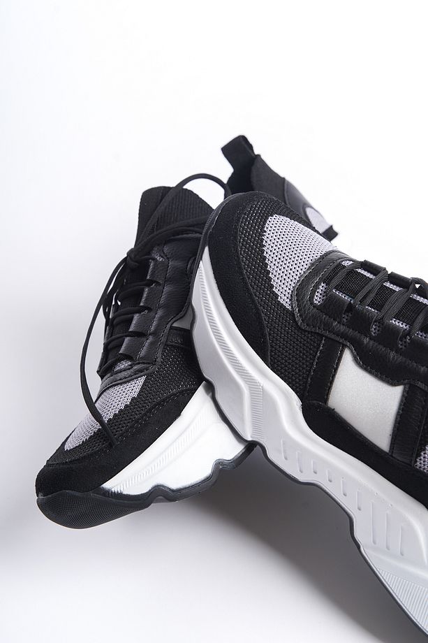 Alexia Kadın Sneaker Yüksek Taban Bağcıklı Triko spor Ayakkabı - 3