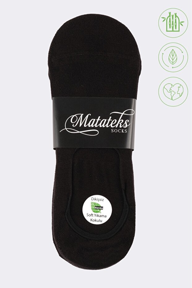 Bamboo Men's Ballerina Black Socks Seamless Invisible Anti-Slip Heel Silicone Premium Pack of 6