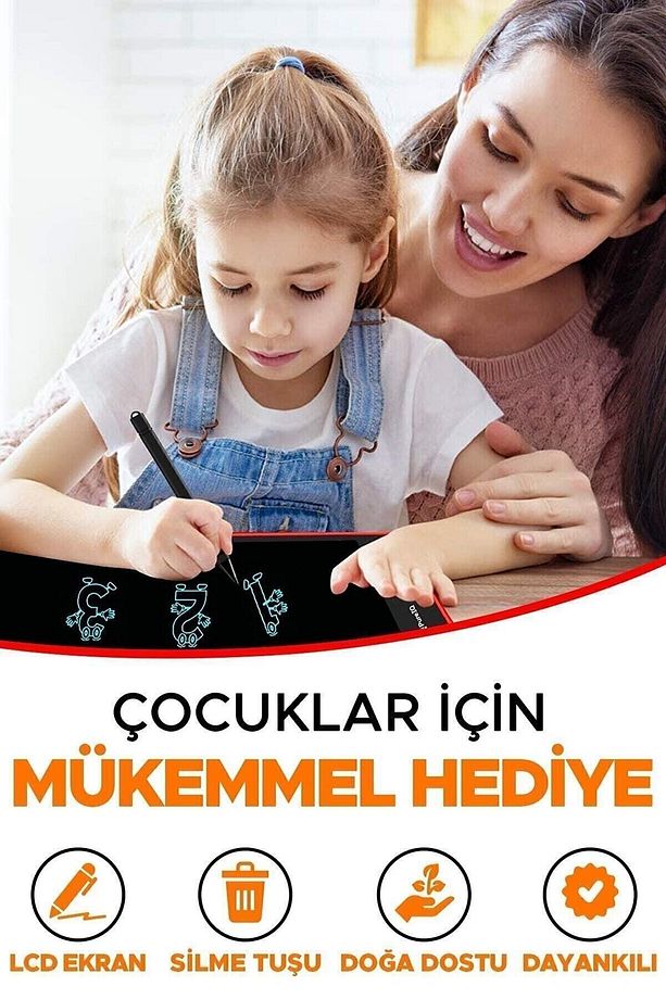 Writing Tablet Lcd 8.5 Inç Dijital Kalemli Çizim Yazı Tahtası Grafik Not Yazma Eğitim Tableti - 4